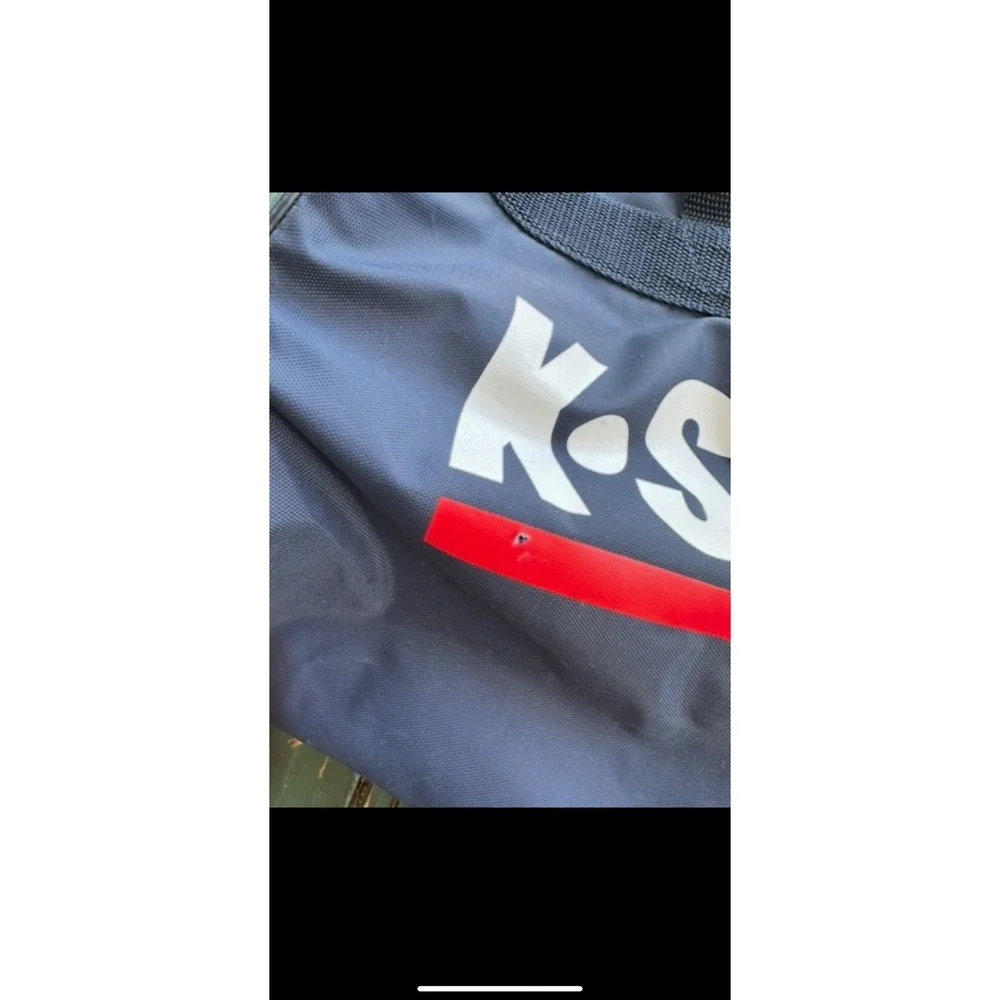 K-Swiss Vintage Navy Blue Barrel Duffel Bag Gym Travel Shoulder Strap Logo